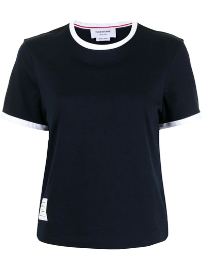Shop Thom Browne Logo-patch T-shirt In Blue