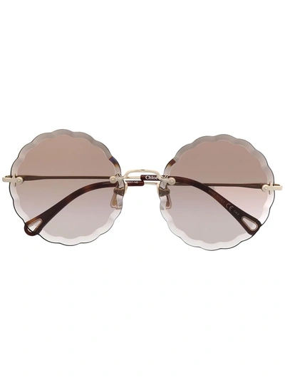 Shop Chloé Round-frame Sunglasses In Brown