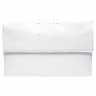 Pre-owned Rick Owens Leather Clutch Bag In White