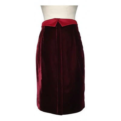 Pre-owned Armani Collezioni Velvet Mid-length Skirt In Red