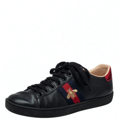 Pre-owned Gucci Black Leather Trainers