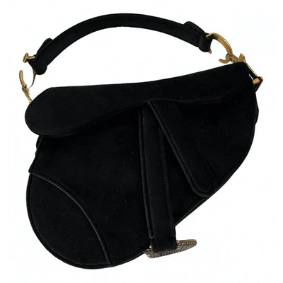 Pre-owned Dior Saddle Black Velvet Handbag