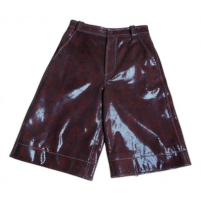 Pre-owned Ganni Spring Summer 2020 Burgundy Leather Shorts