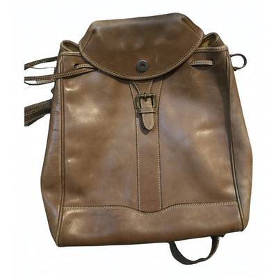 Pre-owned Timberland Leather Backpack In Brown