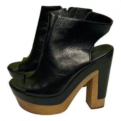 Pre-owned Diane Von Furstenberg Leather Espadrilles In Black