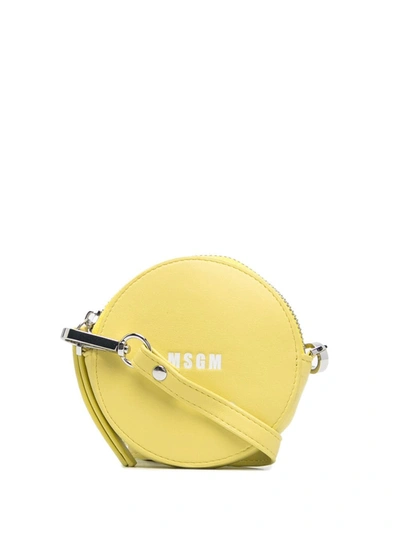 Shop Msgm Logo Print Mini Bag In Yellow