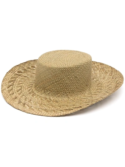 Shop Saint Laurent Honolulu Straw Hat In Brown