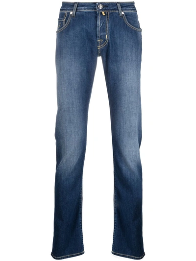 Shop Jacob Cohen Bleached Effect Slim-fit Jeans In Blue