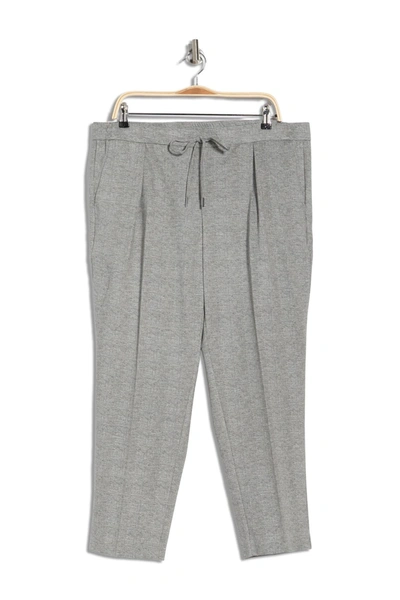 Shop Amanda & Chelsea Drawstring Front Elastic Pleated Pants In Grey