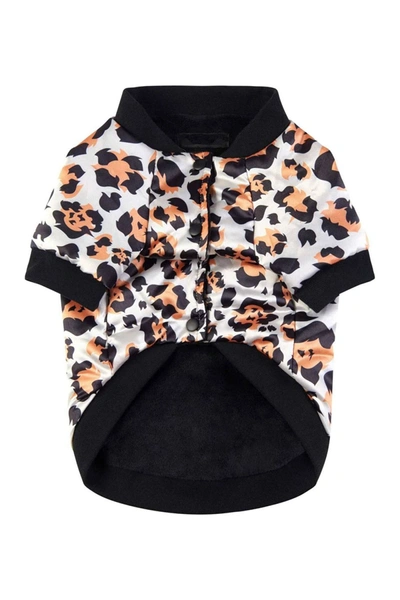 Shop Fresh Pawz Leopard Print Satin Jacket Dog Clothing In Mul