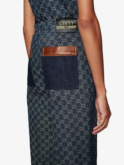 Shop Gucci Denim And Leather Jeans In Blue