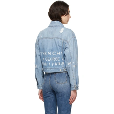 Shop Givenchy Blue Denim Destroyed Short Jacket In 452-light