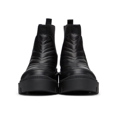 Shop Gucci Black Matelassé Chelsea Boots In 1000 Black/