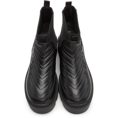 Shop Gucci Black Matelassé Chelsea Boots In 1000 Black/