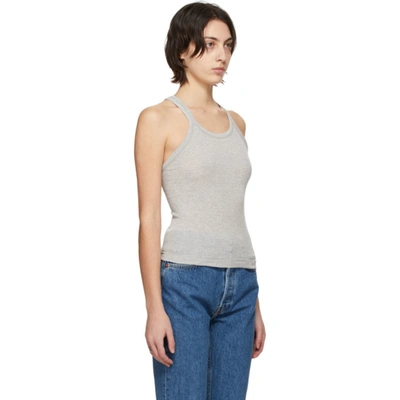 Shop Re/done Grey Hanes Edition Ribbed Tank Top In Heather Gre