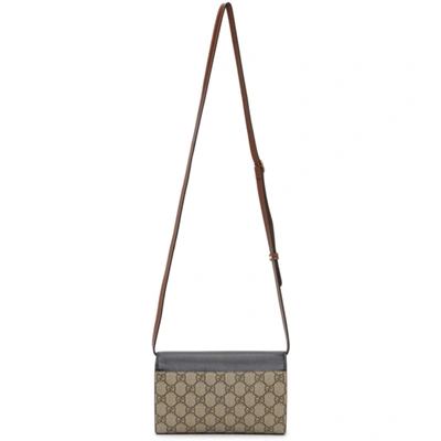 Shop Gucci Black & Brown Mini Gg Supreme Padlock Bag In 9785 Black/beige
