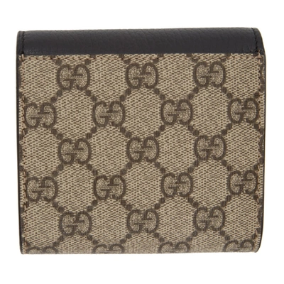 Shop Gucci Beige & Black Small Gg Supreme Marmont Flap Wallet In 1283 Black/beige/ebo