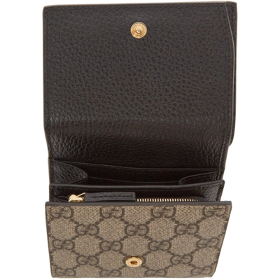 Shop Gucci Beige & Black Small Gg Supreme Marmont Flap Wallet In 1283 Black/beige/ebo