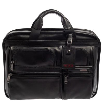 Pre-owned Tumi Black Leather Gen 4.2 T-pass Med Screen Laptop Slim Briefcase