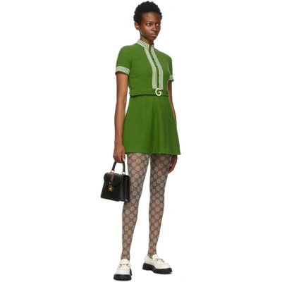 Shop Gucci Green Wool Crepe Dress In 3408 Applegr