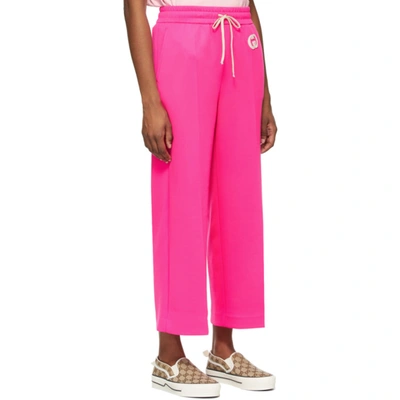 Shop Gucci Pink Jersey Cropped Lounge Pants In 5378 Pinkfluo