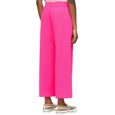 Shop Gucci Pink Jersey Cropped Lounge Pants In 5378 Pinkfluo