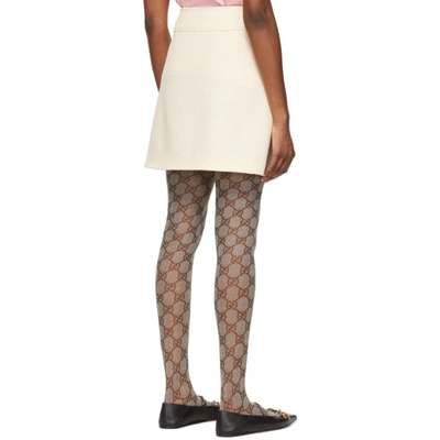 Shop Gucci Off-white Wool Argyle Horsebit Miniskirt In 9205 Gardenia