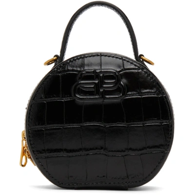 Shop Balenciaga Black Croc Mini Vanity Bag In 1000 Black