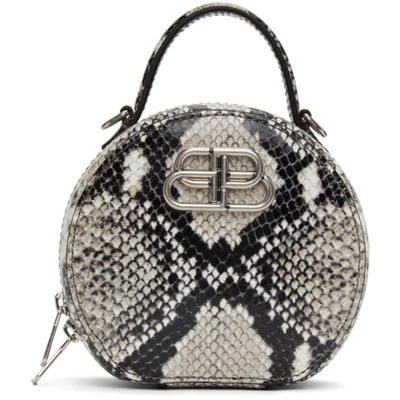 Shop Balenciaga Grey Snake Mini Vanity Bag In 1090 Blk/wh