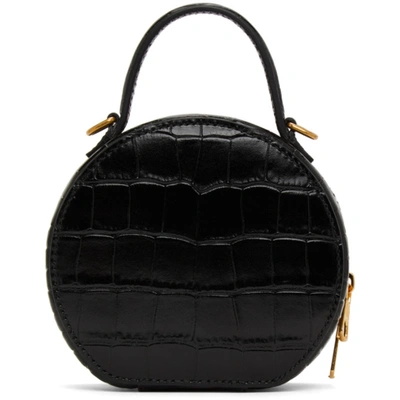 Shop Balenciaga Black Croc Mini Vanity Bag In 1000 Black