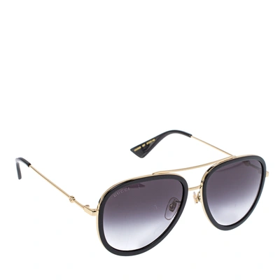 Pre-owned Gucci Black/ Grey Gradient Gg0062s Aviator Sunglasses