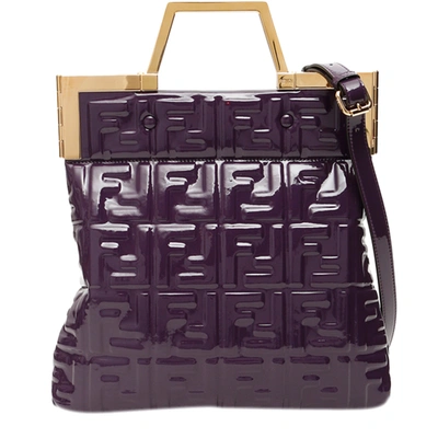 Pre-owned Fendi Purple Ff Monogram Logo Shopper Tote Bag