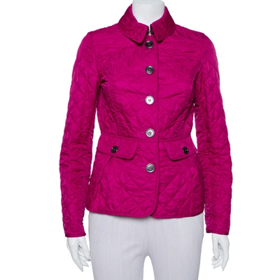 Pre-owned Burberry Brit Fuschia Pink Synthetic Quilted Jacket S