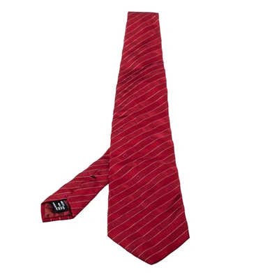 Pre-owned Gucci Vintage Maroon Striped Silk Tie In Red