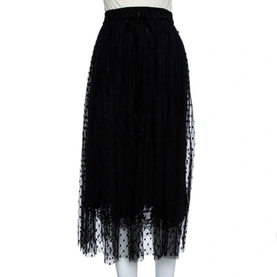 Pre-owned Dolce & Gabbana Black Tulle Point D'esprit Midi Skirt S