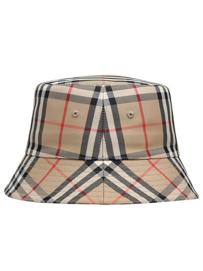 Shop Burberry New Oanek Bucket Check Hat In Beige