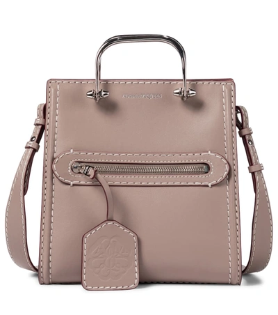 Shop Alexander Mcqueen The Short Story Small Leather Shoulder Bag In Neutrals