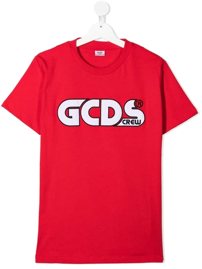 Shop Gcds Teen Logo-embroidered T-shirt In Red