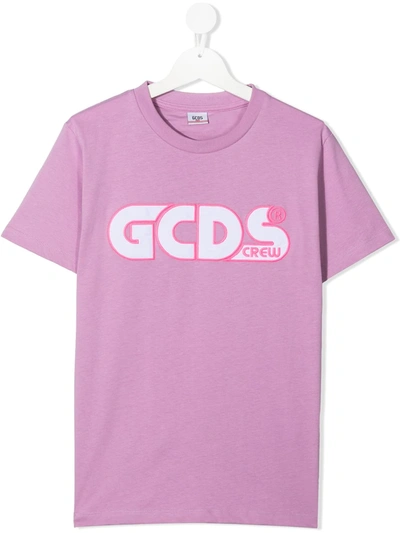 Shop Gcds Teen Logo-embroidered T-shirt In Purple