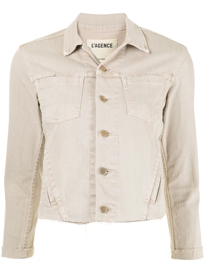 Shop L Agence Janelle Raw-edge Jacket In Neutrals