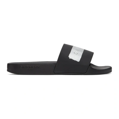 Shop Givenchy Black & Silver Latex Band Sandals In 008 Black/s