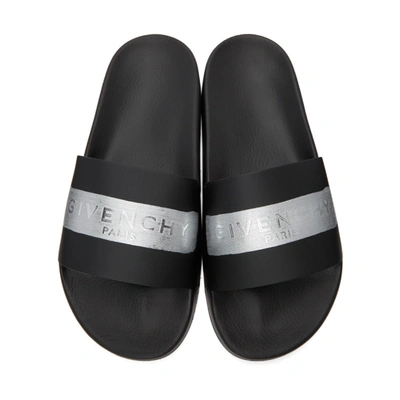 Shop Givenchy Black & Silver Latex Band Sandals In 008 Black/s