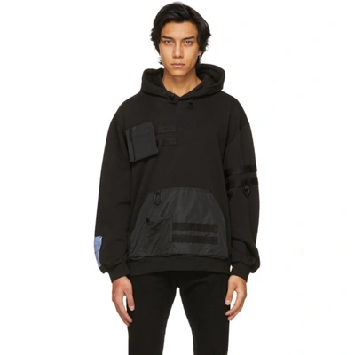 Shop Mcq By Alexander Mcqueen Black Modular Hoodie In 1000 Darkest Black