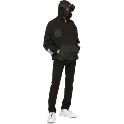 Shop Mcq By Alexander Mcqueen Black Modular Hoodie In 1000 Darkest Black