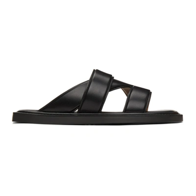 Shop Bottega Veneta Black Leather Slip-on Sandals In 1000 Black