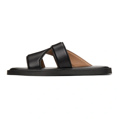 Shop Bottega Veneta Black Leather Slip-on Sandals In 1000 Black