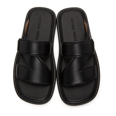 Shop Bottega Veneta Black Leather Slip-on Sandals In 1000 Black