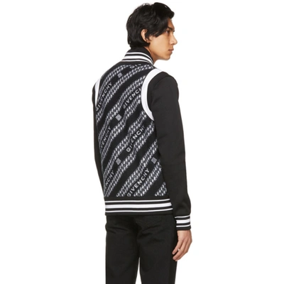 Shop Givenchy Black Wool Jacquard Chain Bomber Jacket In 004 Black