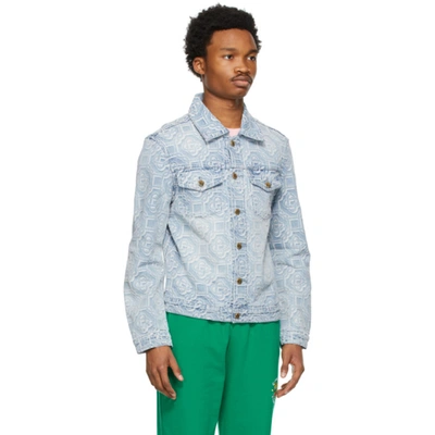 Casablanca Blue Denim Monogram Vintage Wash Jacket In Sunbleached