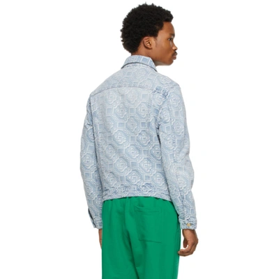 Casablanca Blue Denim Monogram Vintage Wash Jacket In Sunbleached